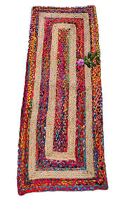 multicolor plain jute chindi carpet