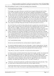 exam practice questions using an extract from the invisible man 