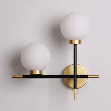 metal frosted glass wall sconce with
