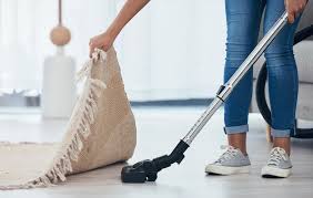 vacuum floor and woman cleaning