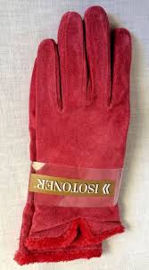 Isotoner Womens Red Suede Leather Gloves Size Xl New Poly
