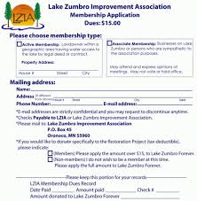 Membership Form Pdf Format Lake Zumbro Improvement