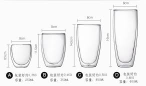 all size double wall glass tea cup