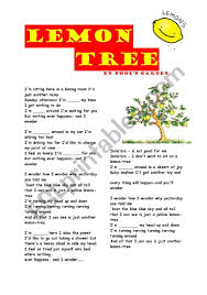 lemon tree song esl worksheet by