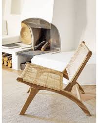 Bella Chair In Wood And Natural Rattan
