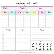 Day Planner Calendar Template Weekly With Organizer Elements Free