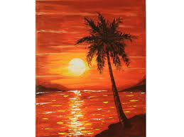 Peinture acrylique au coucher du soleil sur toile Art - Etsy France