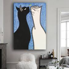 wall art decoration black white cats