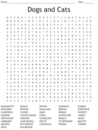 breeds of cats dogs word search