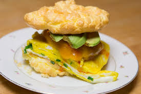 Eggs, cream cheese, cream of tartar and an artificial sweetener are all you need to whip up these bad boys. Cloud Bread Breakfast Sandwich