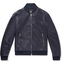 Dunhill Blue Bomber Leather Jacket