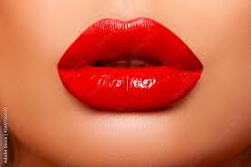 stockfoto red lip gloss beautiful