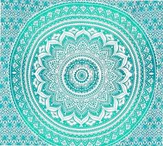 Tapestries Green White Indian Rangoli