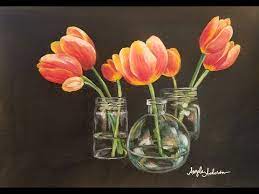 How To Paint Tulips In Glass Vases With