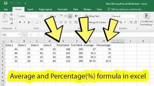 average and percene formula in excel