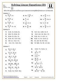 solving equations maths worksheet