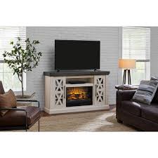 Stylewell Spaulding 58 In Freestanding Electric Fireplace Tv Stand In Lt Taupe Wash W Gray Taupe Charcoal Rustic Oak Grain Top