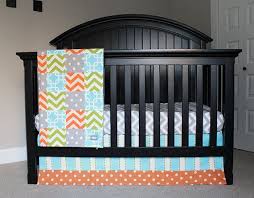 custom crib bedding orange aqua lime
