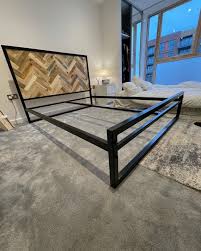 Steel Frame Bed With Herringbone Head