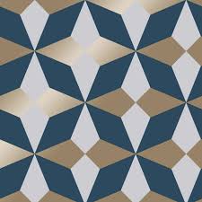 The clever geometric pattern changes before your eyes depending on the viewing angle and light. Fine Decor Nova Geometric Wallpaper Fd42548 Navy Gold