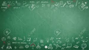 Green School Teacher S Chalkboard Background With Doodle And