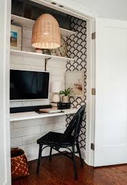 Just because you don't have an actual room to do your crafting doesn't mean you can't have a dedicated place to build a closet office: Cloffice Closet Turned Into An Office Small Space Hack Nesting With Grace