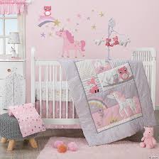 Bedtime Originals Rainbow Unicorn 3 Piece Crib Bedding Set Pink Purple