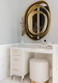 white makeup vanity with light gray and