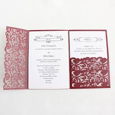 Laser Cut Wedding Invitation Card Burgundy Gold Blue Tri Fold Pocket Customized Business Invitations Rsvp Cards Party Supplies Cheap Pocket Wedding