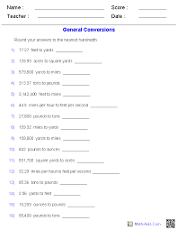 Measurement Worksheets General Conversion Quiz Worksheets