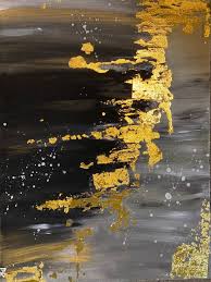 Black And Gold Abstract Painting Pk