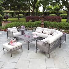 wrought iron l sectional patio set