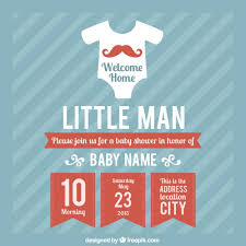 Baby Shower Card Template For Boy Vector Free Download