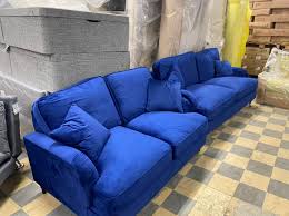 3 2 royal blue velvet sofa set