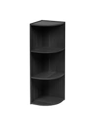 Gift mark corner bookcase unit, espresso, 36''. Iris 35 H 3 Tier Corner Curved Shelf Black Office Depot