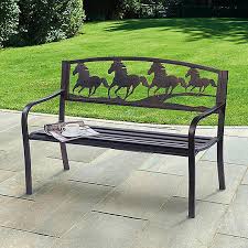 Horse Design Cast Iron Garden Bench By