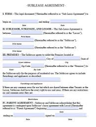 Free Sublease Agreement In Free Sublease Agreement Template Word