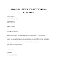 apology letter for not joining company