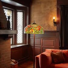 River Of Goods 69h Style Stained Glass Floor Lamp Pink