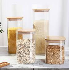 Borosilicate Glass Bamboo Wood Lid Jar