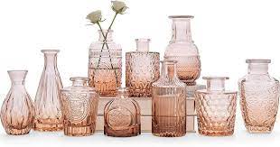 Amber Glass Bud Vase Set Of 10 Small