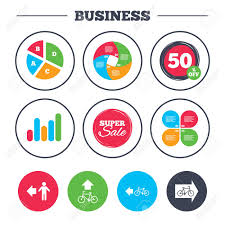 Business Pie Chart Growth Graph Pedestrian Road Icon Bicycle