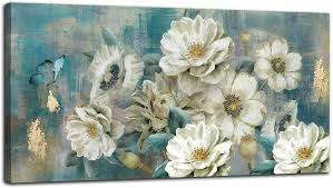 arjun canvas wall art white flowers