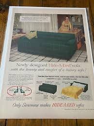 Vintage 1955 Simmons Hide A Bed Sofa Ad