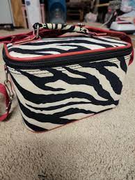 zebra print makeup train case with red