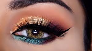 gold glittery eye makeup tutorial hindi