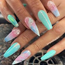 Baby blue acrylic coffin nails go wild with all the details in this look. 23 Stunning Ways To Wear Baby Blue Nails Page 2 Of 2 Stayglam