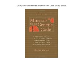 Pdf Download Minerals For The Genetic Code On Any Device