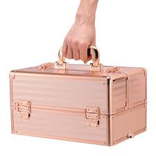 4in1 rose gold makeup trolley case