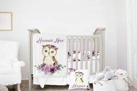 Mini Crib Bedding Set Baby Girl Owl
